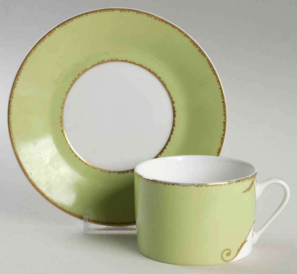 Follement (Gold Trim) Flat Cup & Saucer Set by Christian Lacroix-1