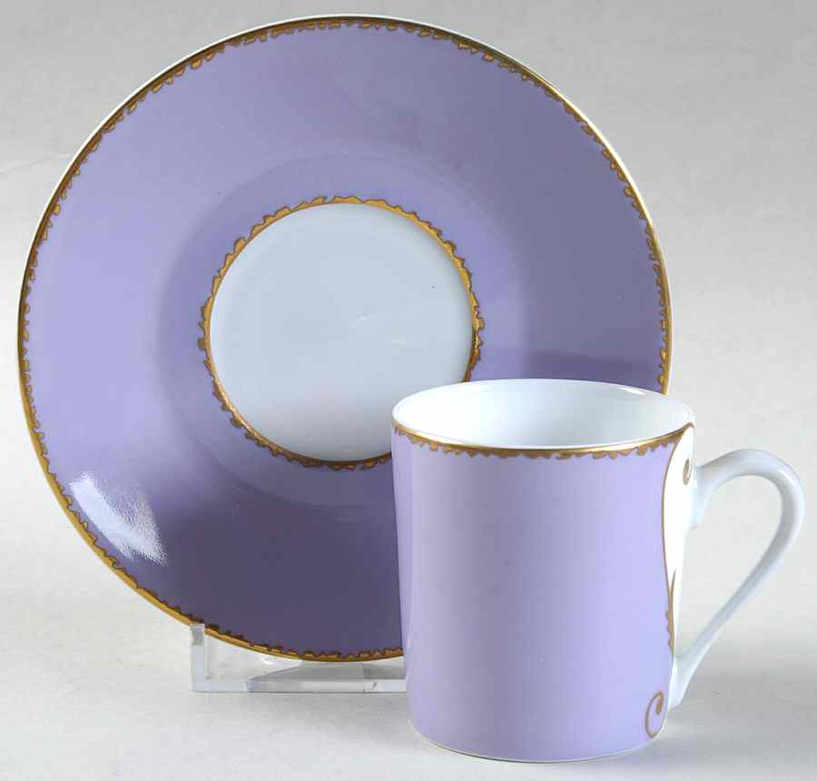 Follement (Gold Trim) Flat Demitasse Cup & Saucer Set by Christian Lacroix-1