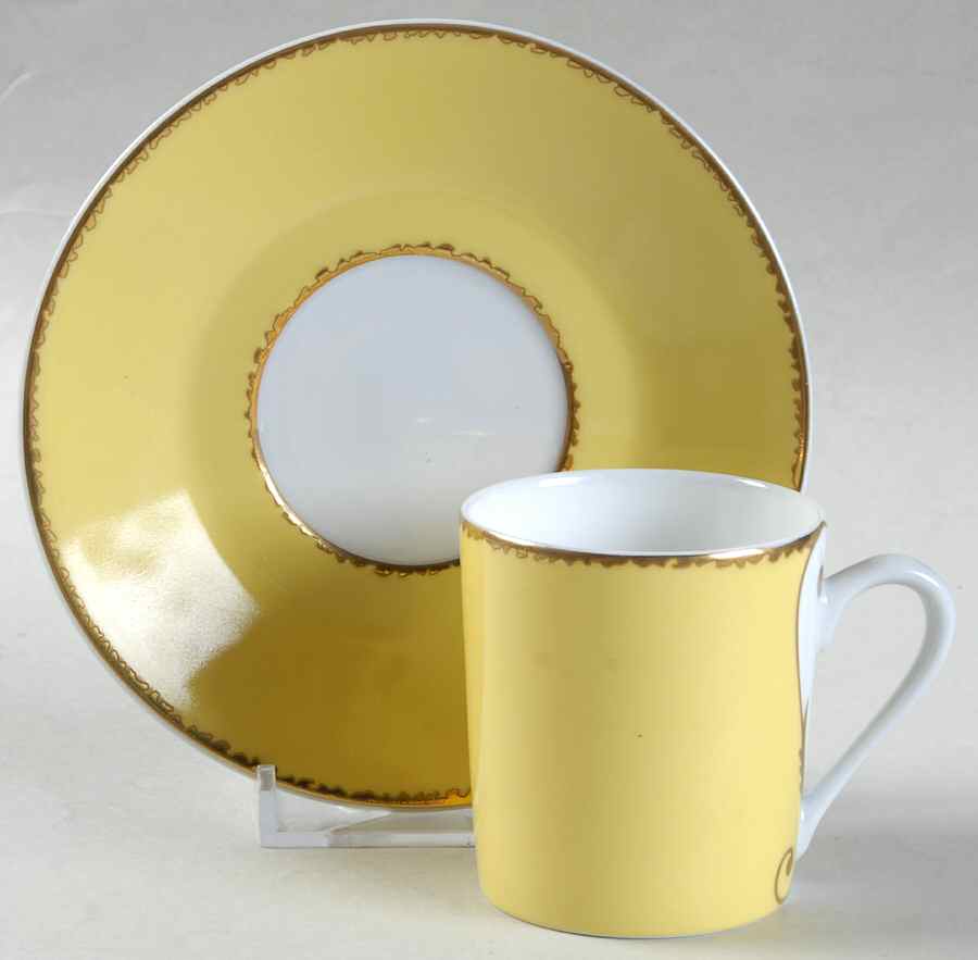 Follement (Gold Trim) Flat Demitasse Cup & Saucer Set by Christian Lacroix-1