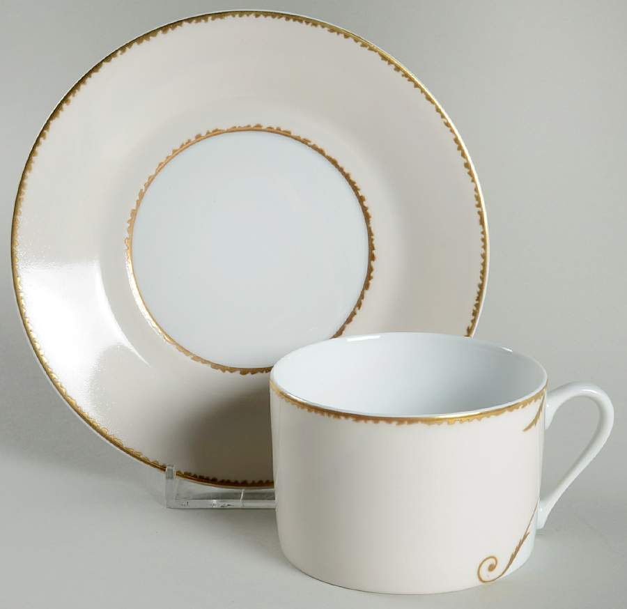 Follement (Gold Trim) Flat Cup & Saucer Set by Christian Lacroix-1