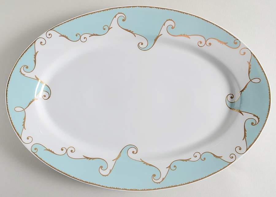 Follement (Gold Trim) 16" Oval Serving Platter by Christian Lacroix-1