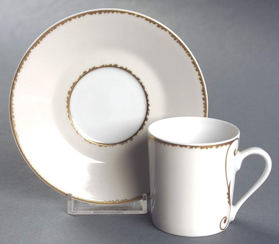 Follement (Gold Trim) Flat Demitasse Cup & Saucer Set by Christian Lacroix-1