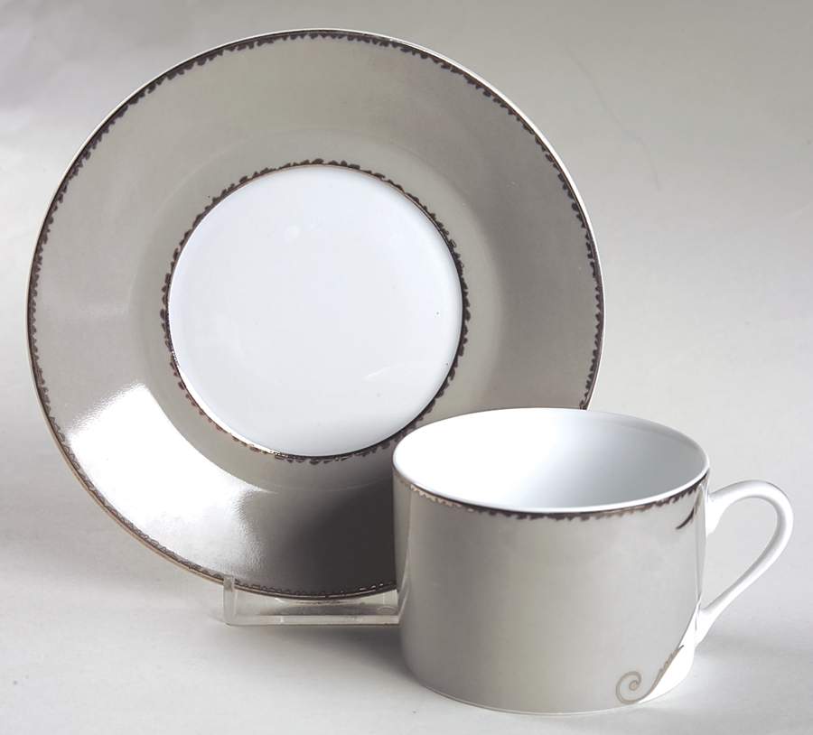 Follement (Gold Trim) Flat Cup & Saucer Set by Christian Lacroix-1