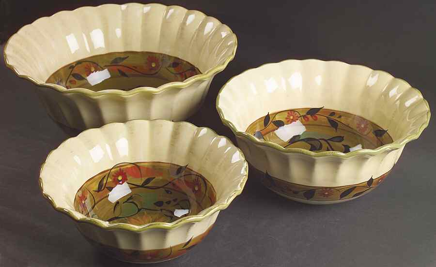 Sunflower (Scalloped Edge) (3 Piece) Mixing Bowl Set by Certified International-1