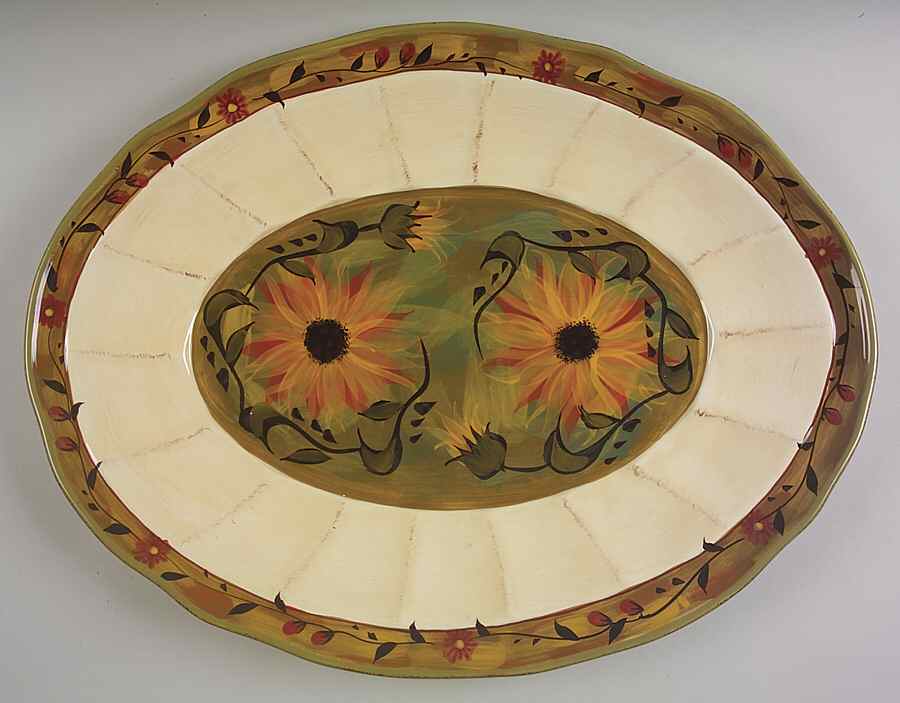Sunflower (Scalloped Edge) 18" Oval Serving Platter by Certified International-1