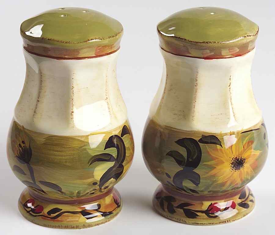 Sunflower (Scalloped Edge) Salt & Pepper Set by Certified International-1