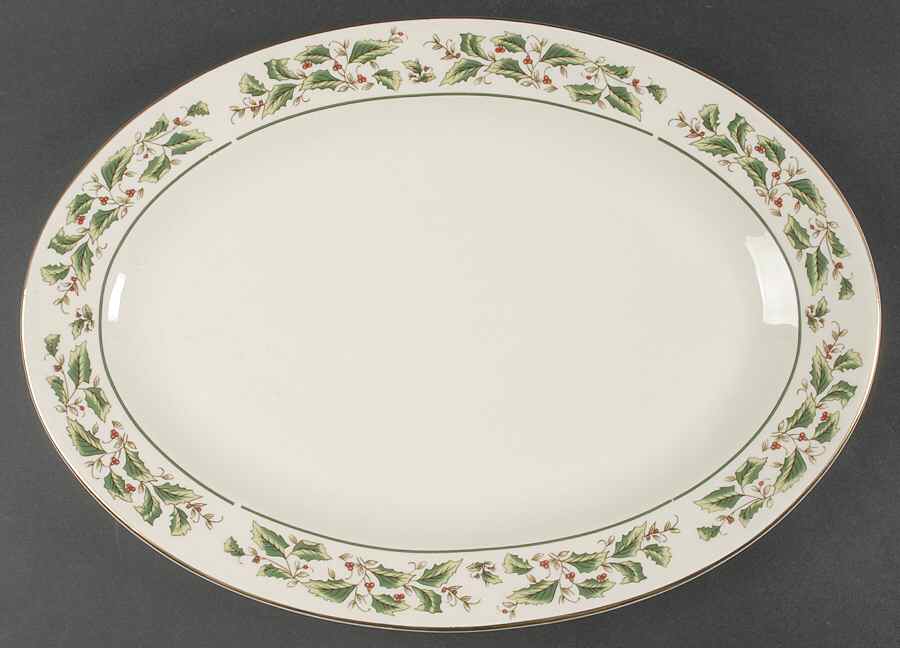 Holly Traditions 16" Oval Serving Platter by Cambridge Potteries-1