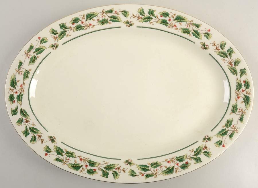 Holly Traditions 12" Oval Serving Platter by Cambridge Potteries-1