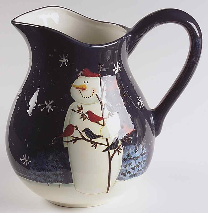 Twilight Snowman (White Stars) 128 Oz Pitcher by Certified International-1