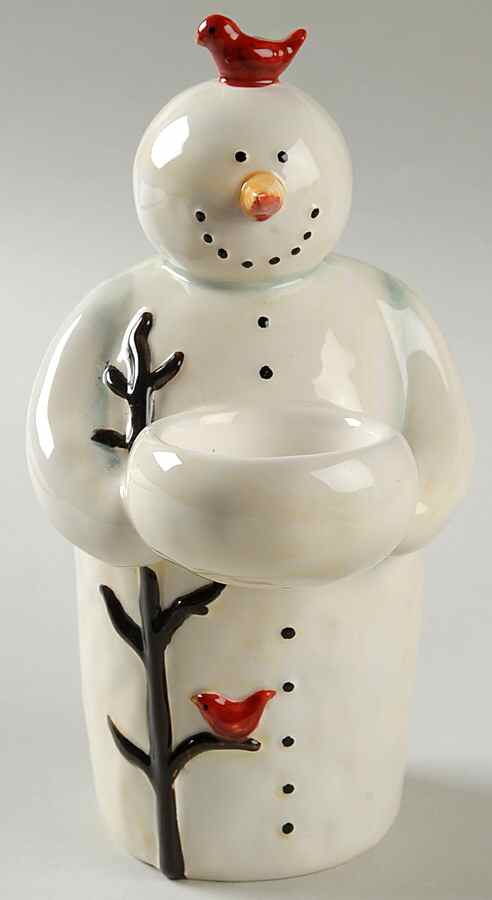 Twilight Snowman (White Stars) Figural Tea Light Candleholder by Certified International-1