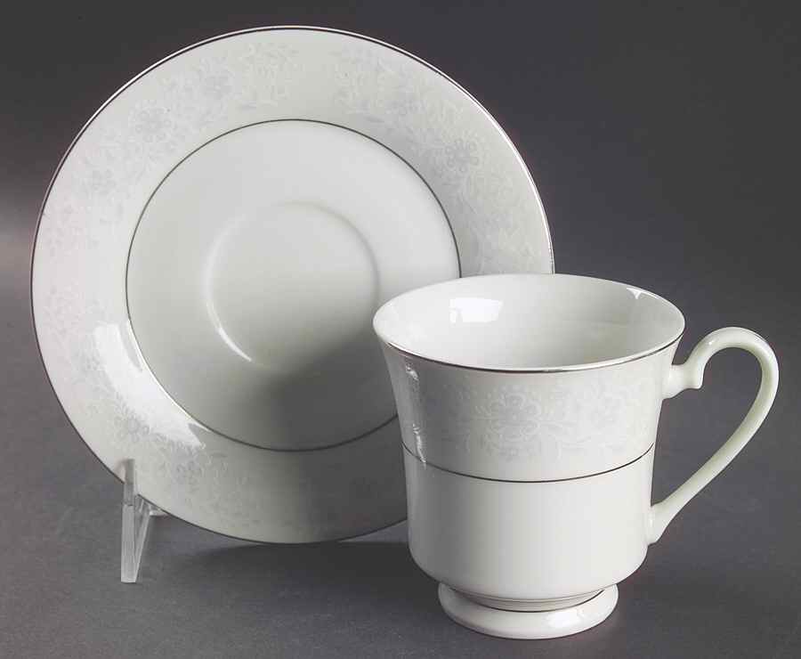 Queens Lace Footed Cup & Saucer Set by Crown Fine China-1