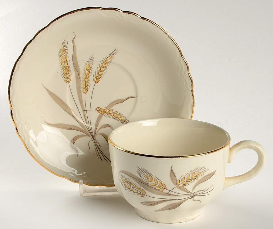 Harvest Gold Flat Cup & Saucer Set by Cunningham & Pickett-1