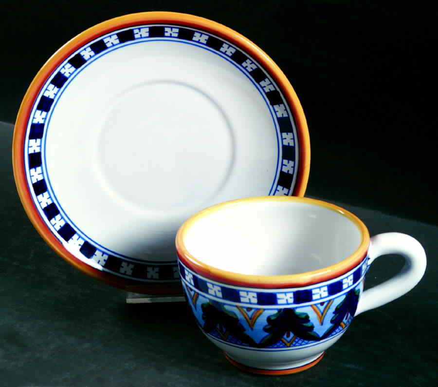 Bordato Flat Cup & Saucer Set by Cottura-1