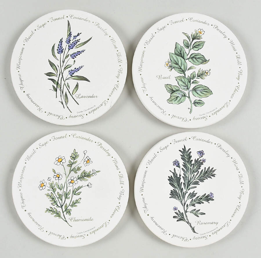 Thymeless Herbs (Corelle) Stone Coaster Set (Thirsty) - Set of 4 Motifs by Corning Corelle-1
