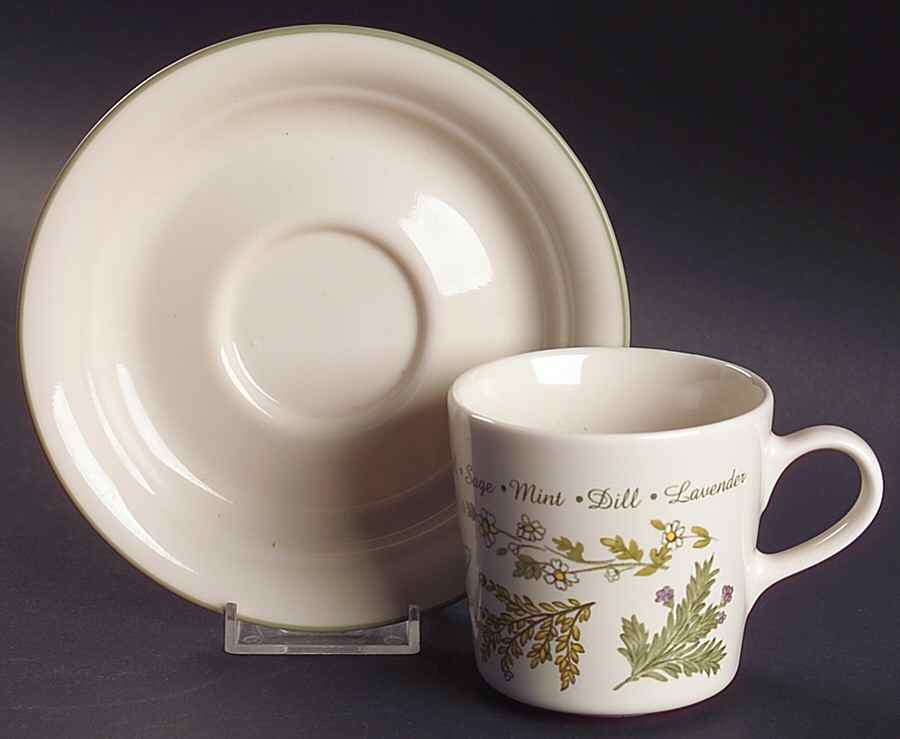 Thymeless Herbs (Corelle) Flat Cup & Saucer Set by Corning Corelle-1