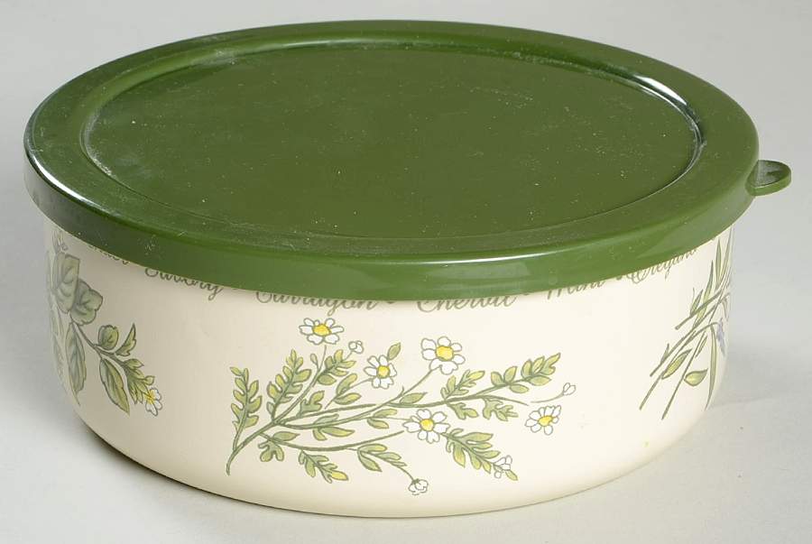Thymeless Herbs (Corelle) 6" Metal Bowl W/Plastic Lid by Corning Corelle-1