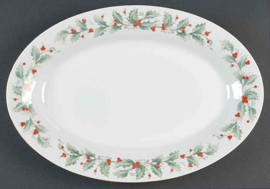 Noel (Black Lettering Backstamp) 14" Oval Serving Platter by China Pearl-1