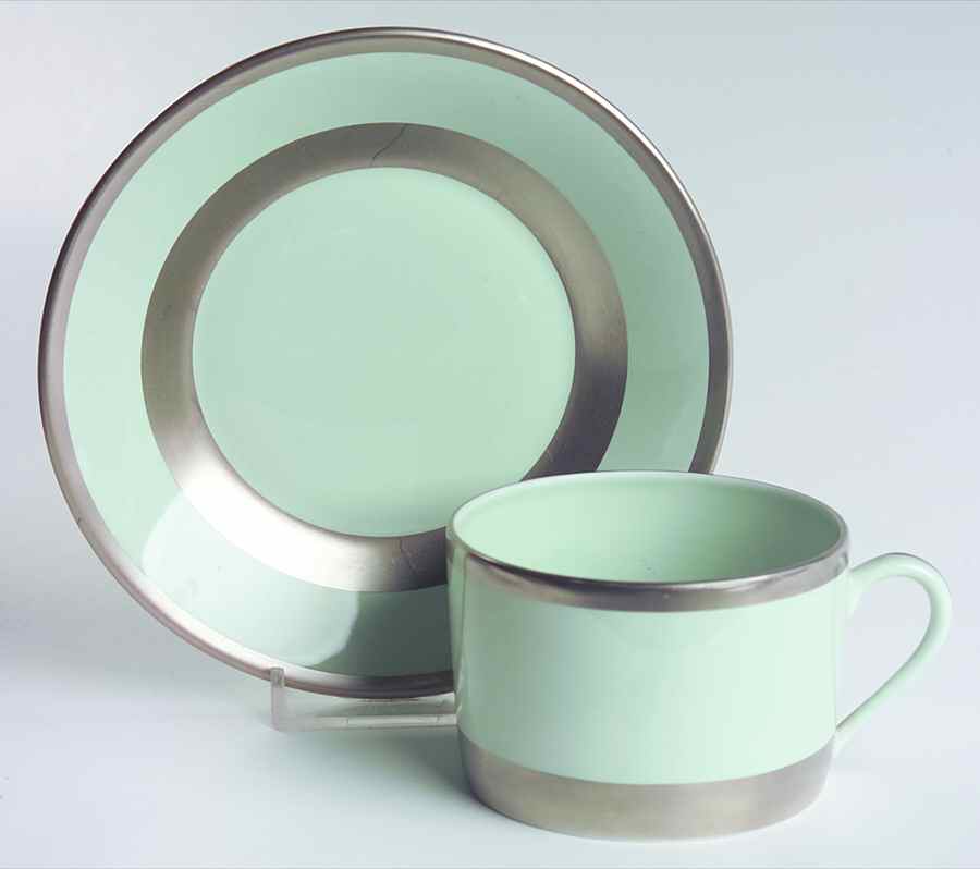 William Celadon Flat Cup & Saucer Set by Charles Field Haviland-1
