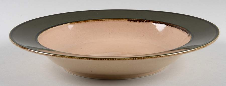 Rustique Green Rim Soup Bowl by Cambridge Potteries-1