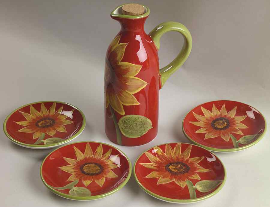 Sunburst (Oil Set) Jar with Cork and 4 Dip Bowls by Certified International-1