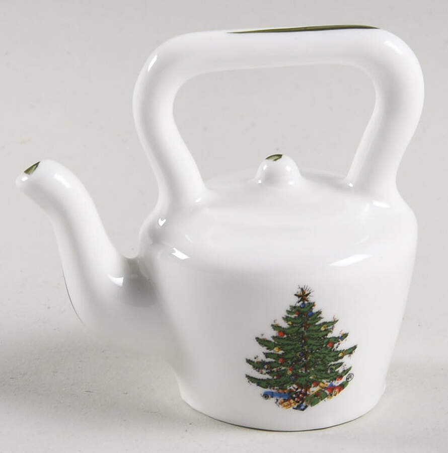 Christmas Tree (Narrow Green Band, White) Toy Kettle by Cuthbertson-1