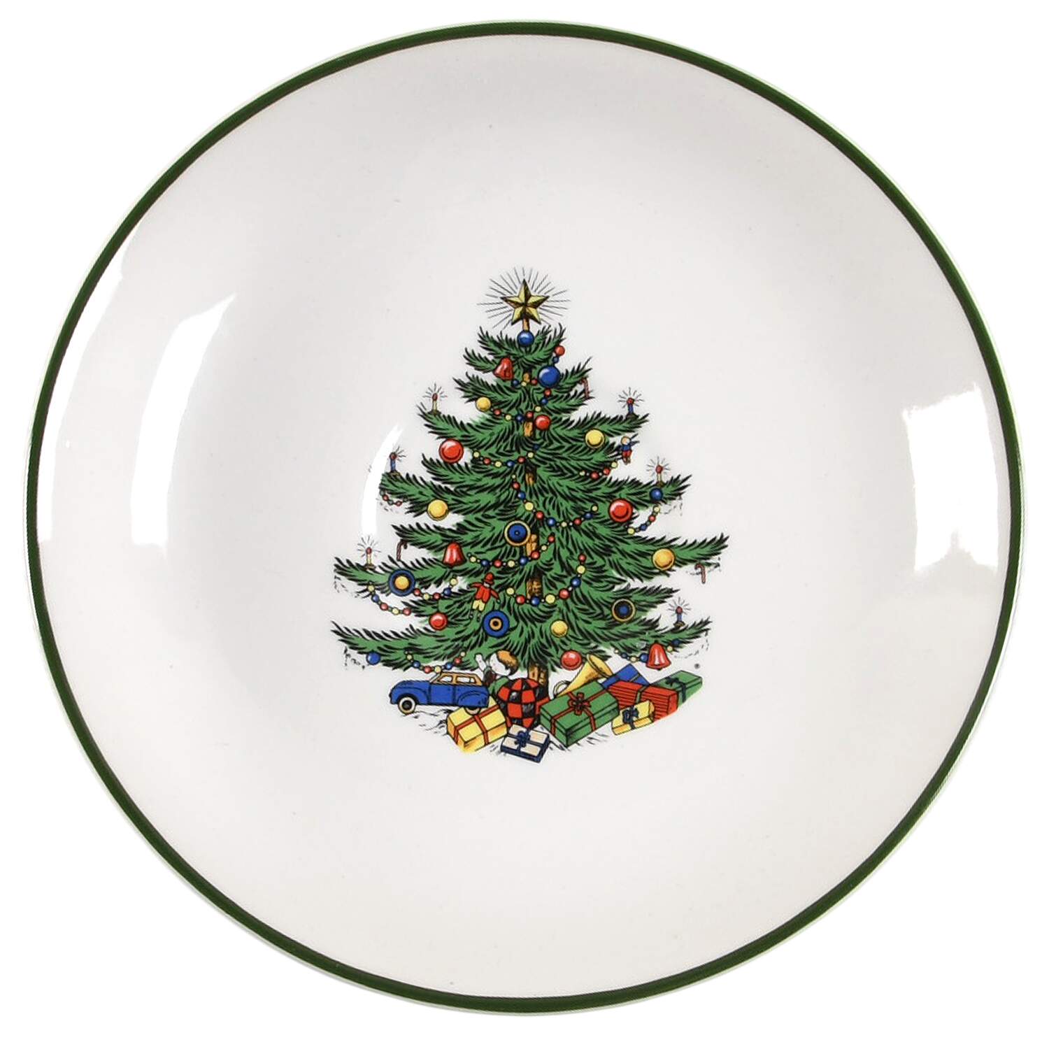 Christmas Tree (Narrow Green Band, White) Saucer for Flat Cup by Cuthbertson-1