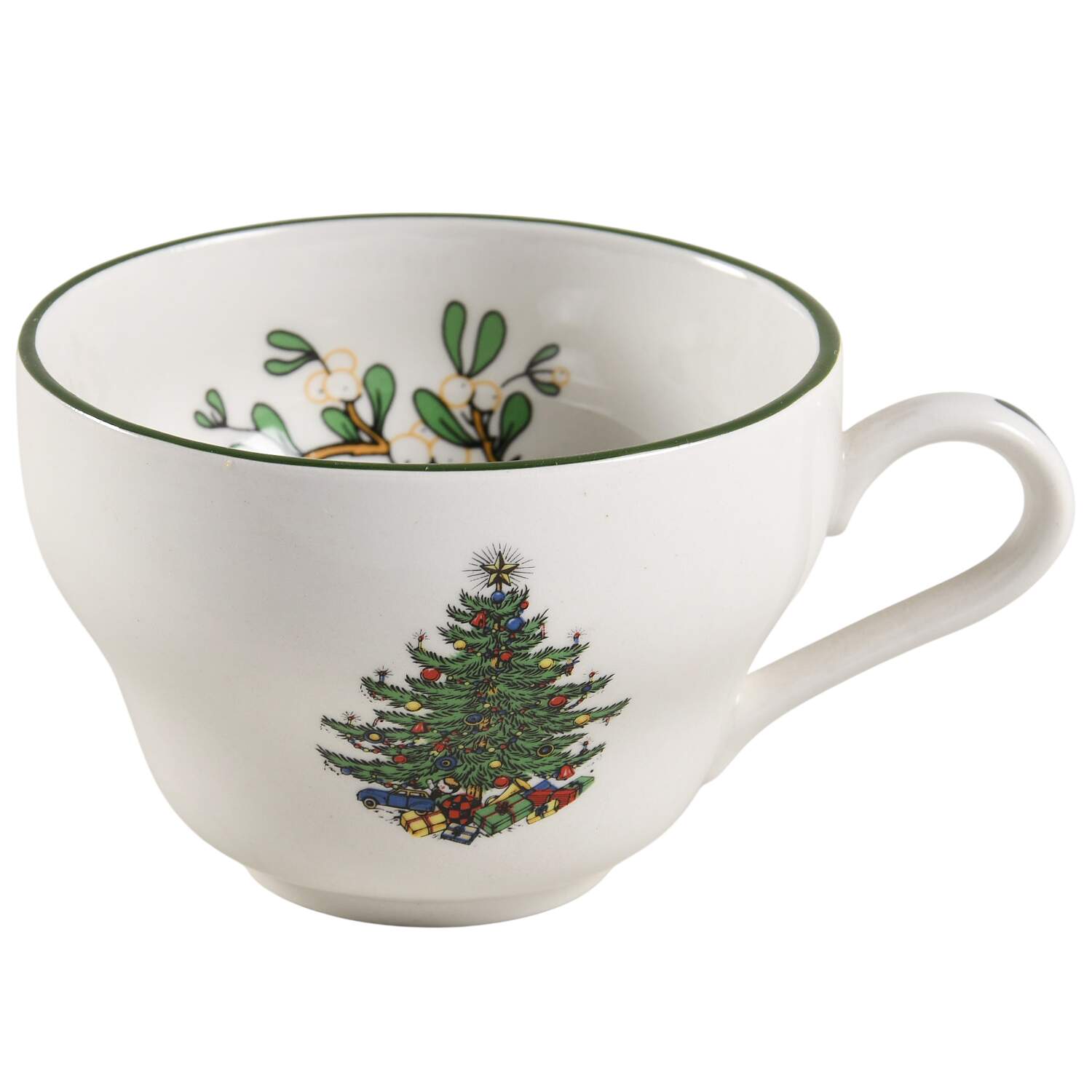 Christmas Tree (Narrow Green Band, White) Flat Cup by Cuthbertson-1