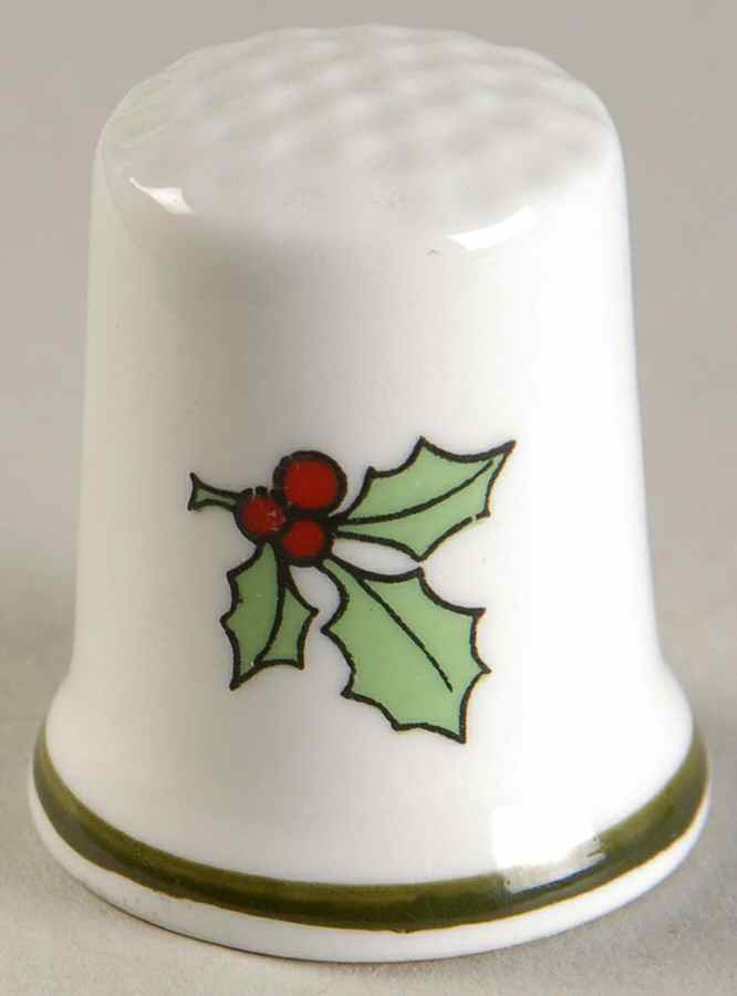 Christmas Tree (Narrow Green Band, White) Thimble by Cuthbertson-1