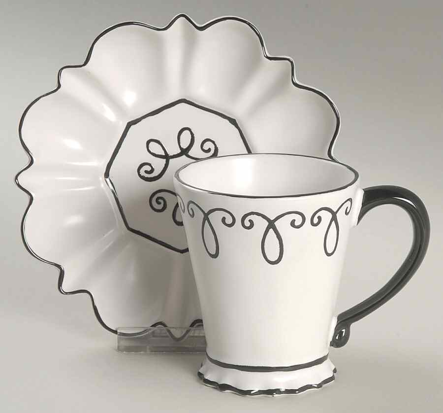 Bon Bonniere Coconut Creme Footed Cup & Saucer Set by Chaleur-1