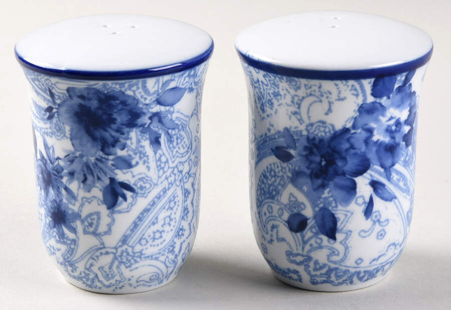 Blue And White Salt & Pepper Set by Cracker Barrel-1