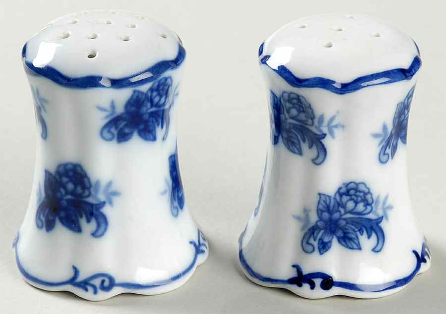 Blue And White Salt & Pepper Set by Cracker Barrel-1