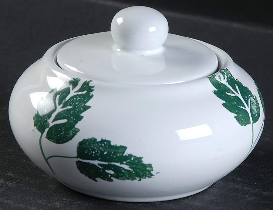 Foglia Verde Sugar Bowl & Lid by Caleca-1
