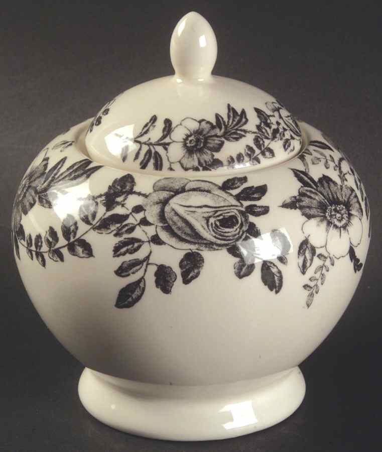 Black Peony Sugar Bowl & Lid by Churchill-1