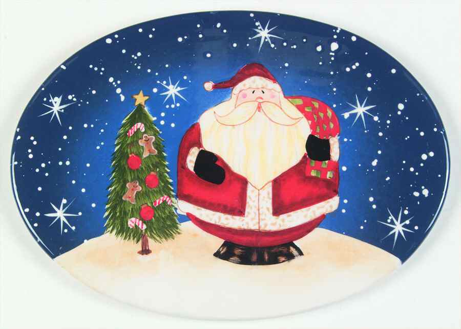 Snowball Santa Flat Cake Plate/Cheese Plate by Certified International-1