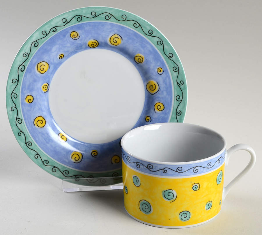 Carnival Flat Cup & Saucer Set by Connoisseur-1