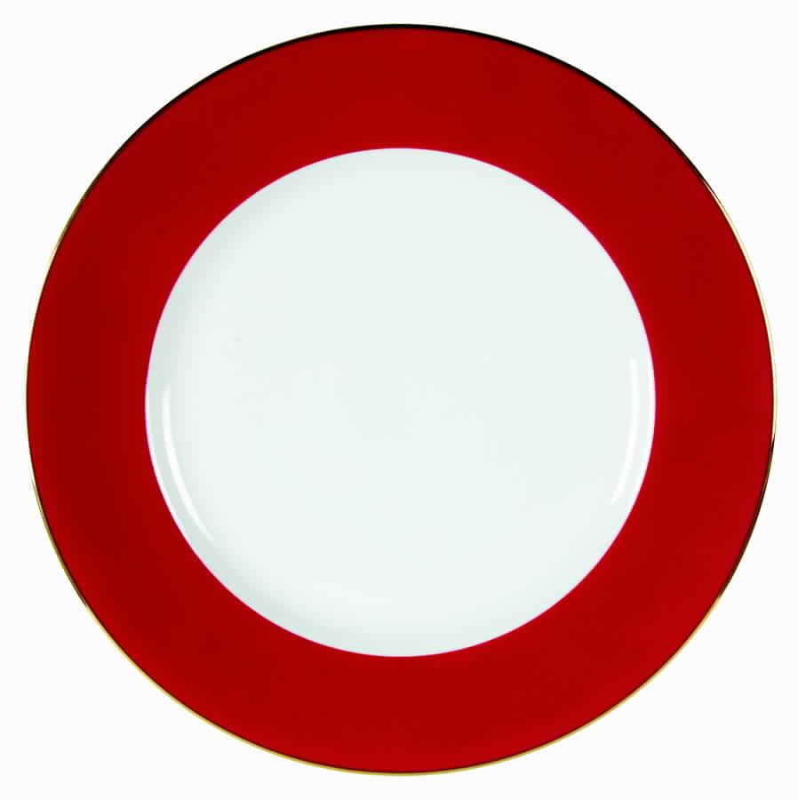 Red Band (Wide Red Rim, Gold Trim) Dinner Plate by Crate & Barrel-1