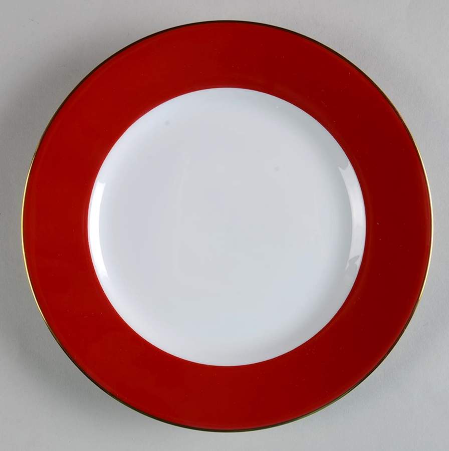 Red Band (Wide Red Rim, Gold Trim) Salad Plate by Crate & Barrel-1