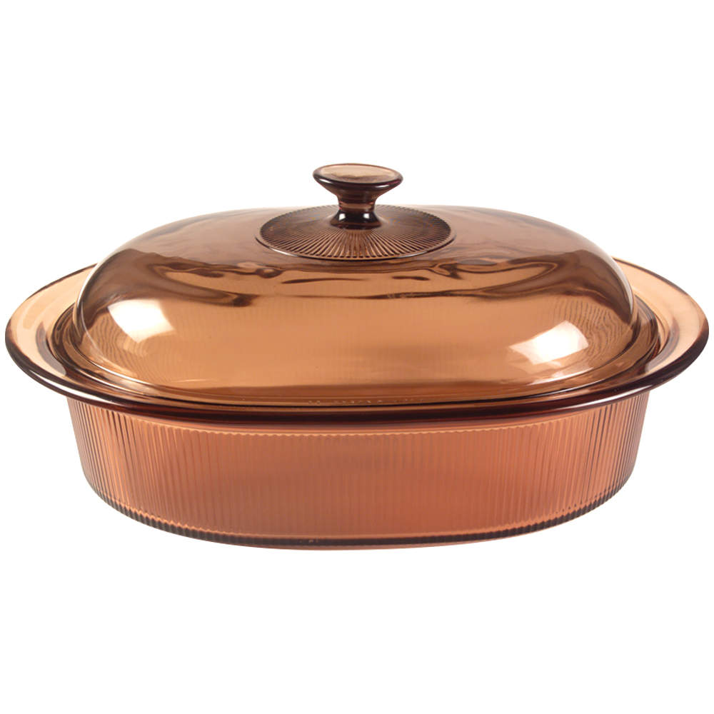 Visions Amber 4 Quart Roaster & Glass Lid by Corning Corelle-1