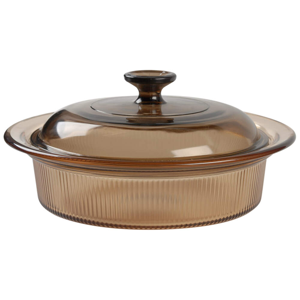 Visions Amber 1.5 Qt Round Covered Casserole by Corning Corelle-1