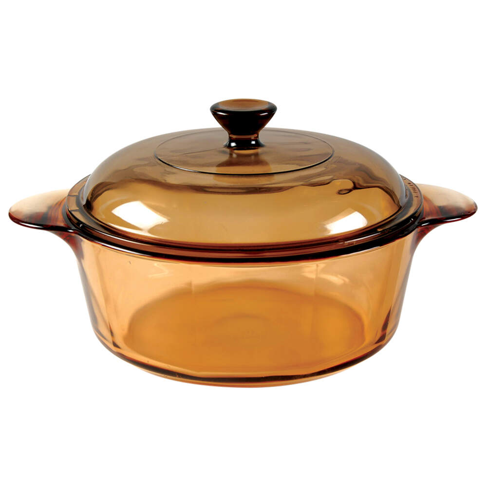 Visions Amber 1.25 Qt Round Covered Casserole by Corning Corelle-1