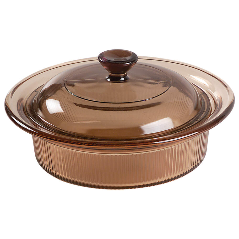 Visions Amber 24 Oz Rd Oven/Microwave Casserole & Lid by Corning Corelle-1