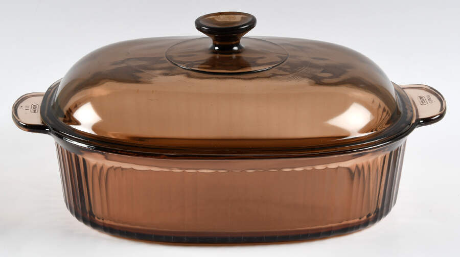 Visions Amber 4 Quart Oval Roaster with Lid by Corning Corelle-1