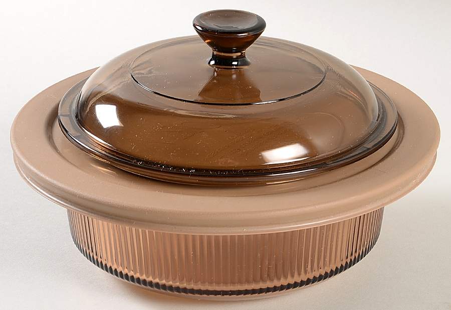 Visions Amber 24oz Rd Oven/Micrwave Casserole W/Lid&Plastic Cove by Corning Corelle-1