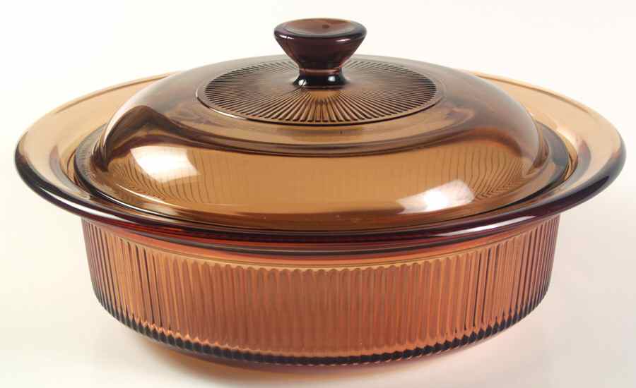 Visions Amber 1 Qt Round Covered Casserole by Corning Corelle-1