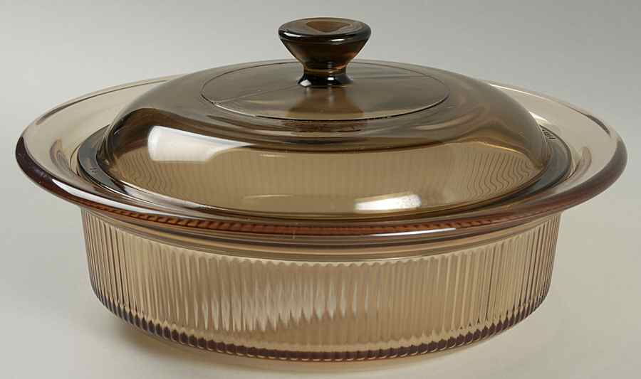 Visions Amber 1 Qt Round Covered Casserole by Corning Corelle-1