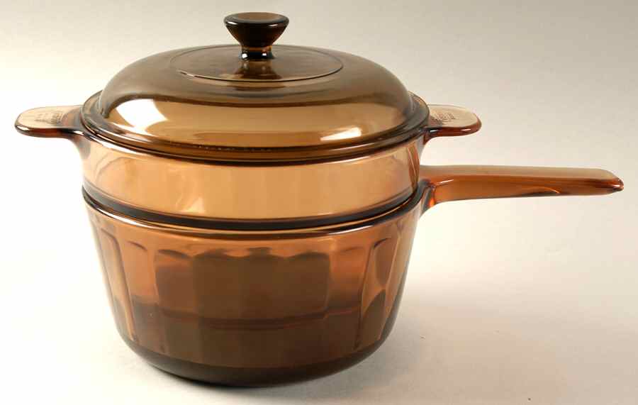 Visions Amber 1.5 Qt Double Boiler/Saucepan & Insert w/Gls Lid by Corning Corelle-1