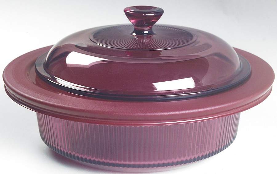Visions Cranberry 1 Qt Rd Oven/Micrwave Casserole W/Lid&Plastic Cove by Corning Corelle-1