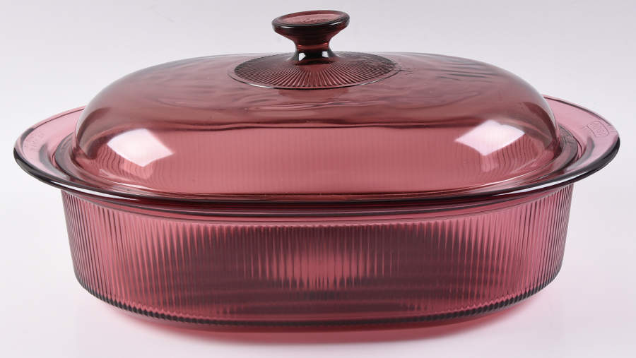 Visions Cranberry 4 Quart Oval Roaster & Lid by Corning Corelle-1