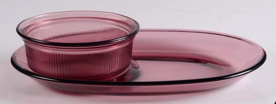 Visions Cranberry Soup Bowl & Sandwich Set by Corning Corelle-1