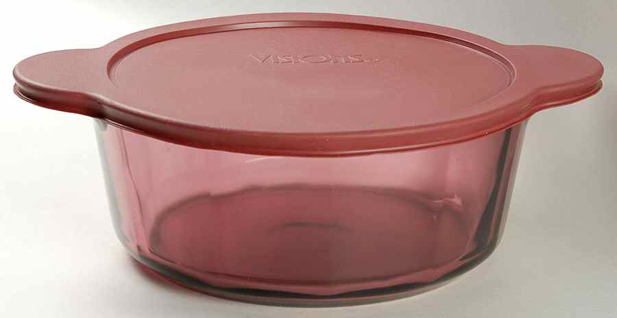 Visions Cranberry 2.5 Qt Round Tab Handle Covered Casserole by Corning Corelle-1